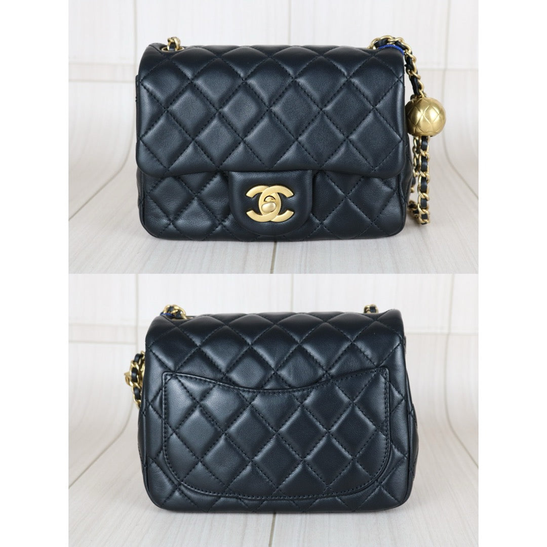 Very Good ( Rank A)｜ CHANEL  Matrasse Chain Lamb Skin 17 Flap Shoulder Bag Black IC Chips Model ｜W25110607