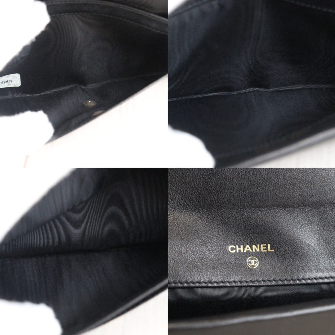 Rank A ｜Chanel Caviar Skin Black Wallet｜V23092128