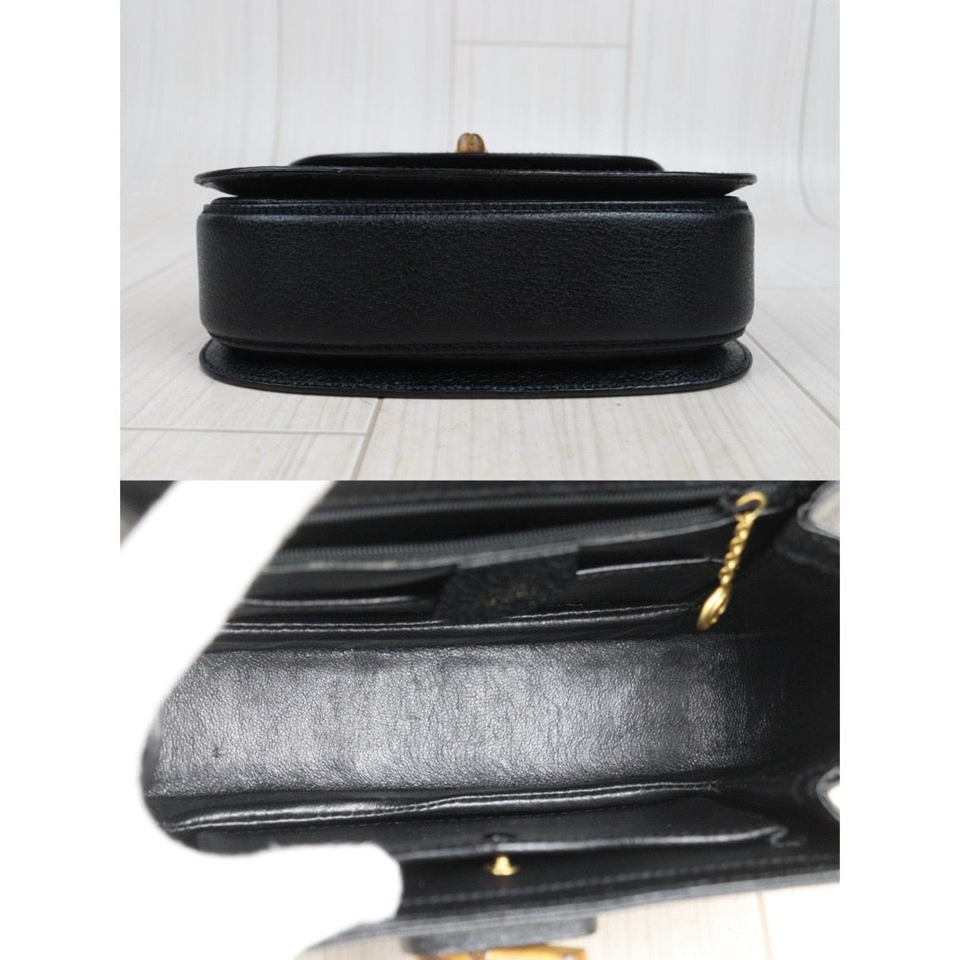 Very Good ( Rank A) ｜  GUCCI Bamboo Calf Leather Black Hand Bag ｜25093001