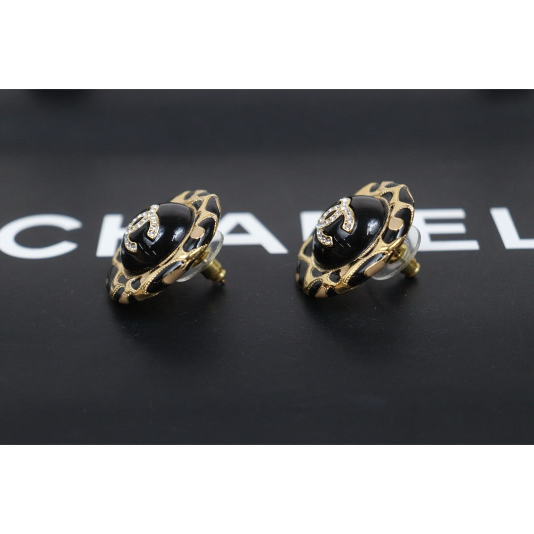 Very Good ( Rank A) ｜ CHANEL A22P Coco Mark  Rhinestone Golden  Earrings Made In 2022Year｜26020604