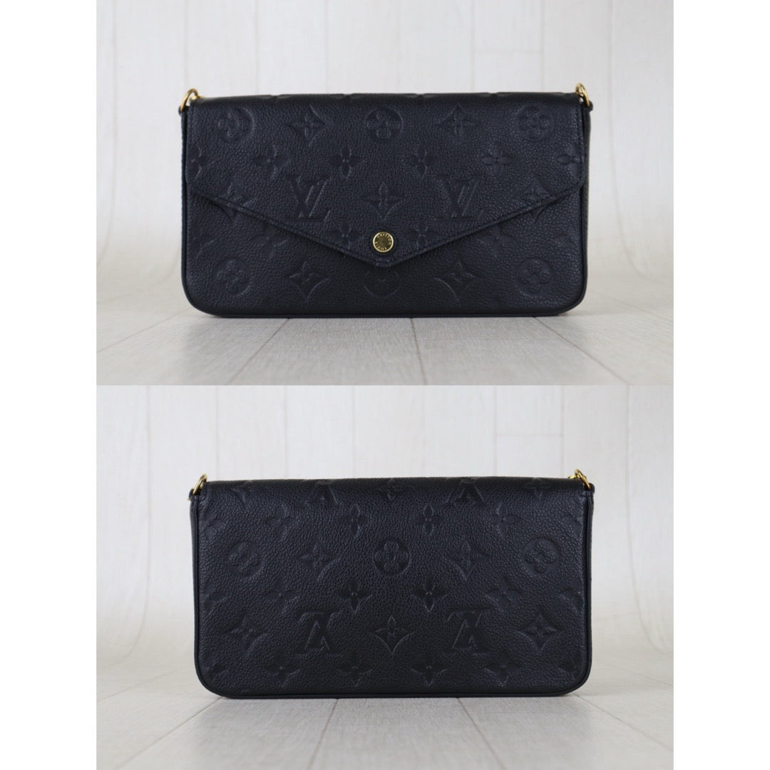 Include Entrupy Certificate of Authenticity｜Very Good ( Rank A)｜Louis Vuitton Monogram Empreinte Pochette Felicie Shoulder Bag Black｜S26042201