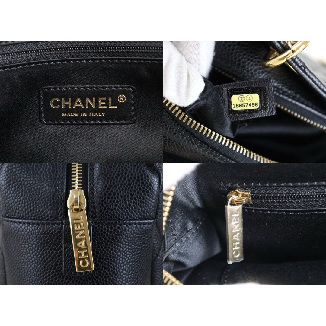 Include Entrupy Certificate of Authenticity｜Very Good ( Rank A)｜ CHANEL Caviar Skin Matrasse Chain PPT Tote Bag Black  Made In 2012｜S26090711
