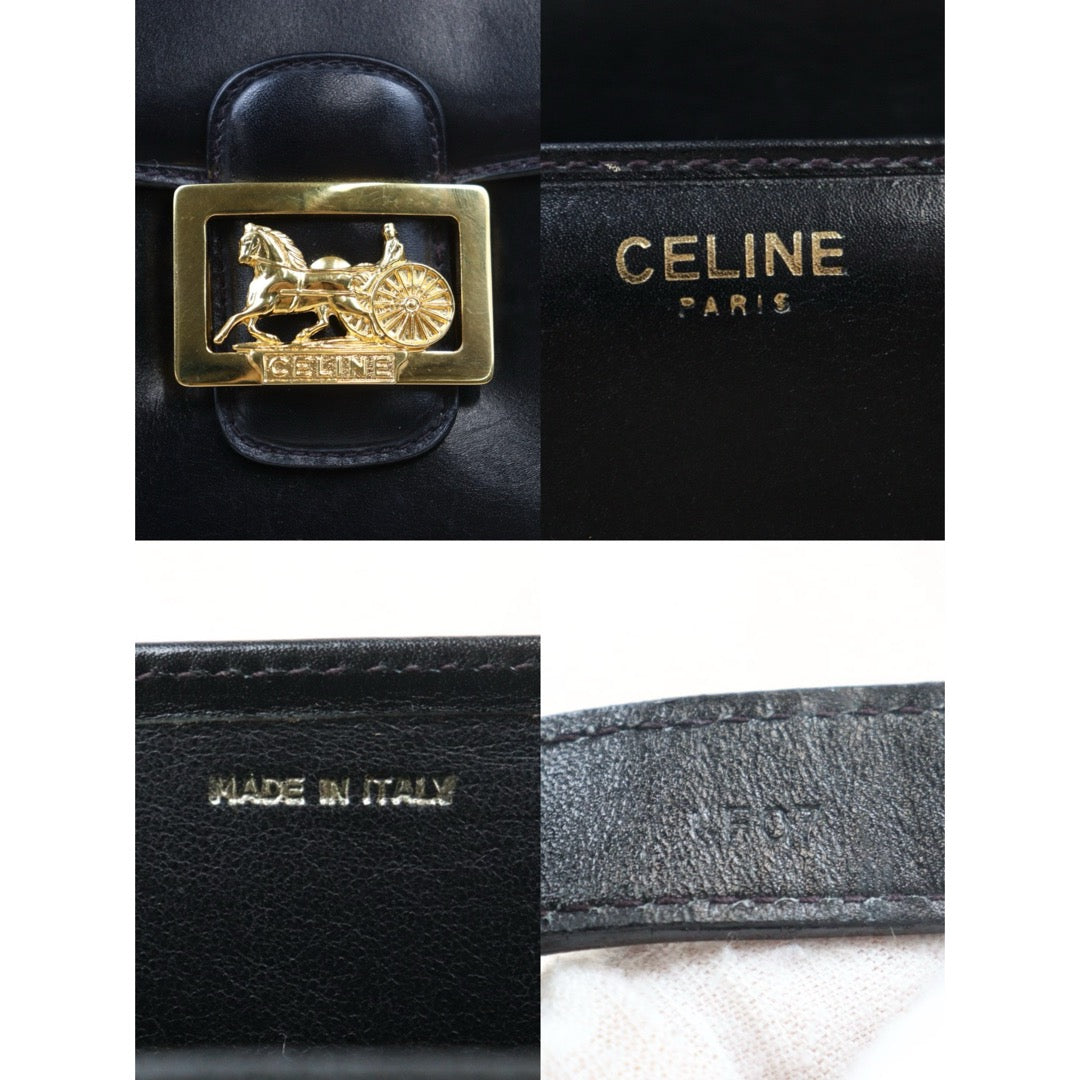 Good ( Rank AB) ｜CELINE Vintage Carriage Box Calf Black Shoulder Bag｜24100707