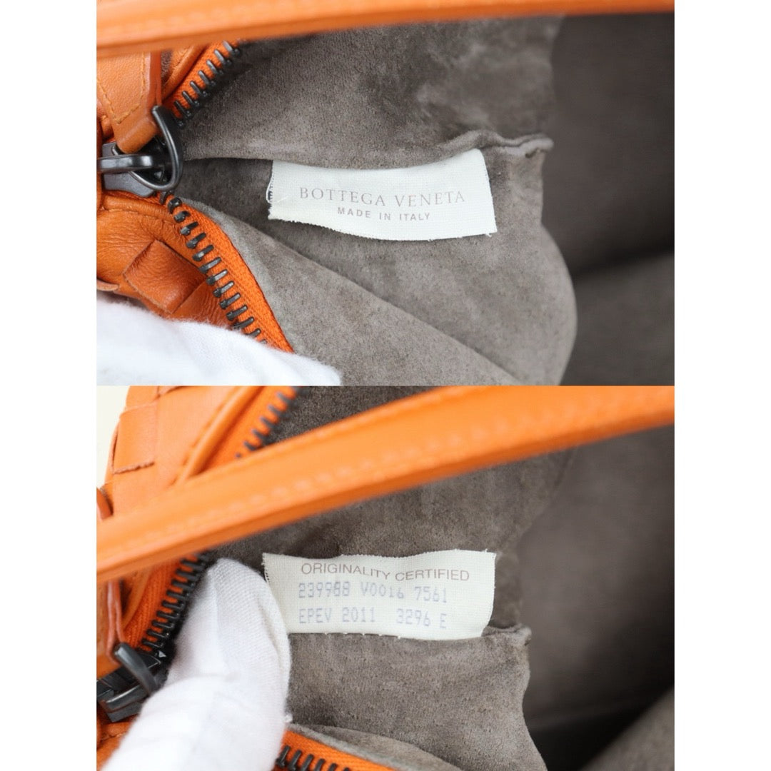 Include Entrupy Certificate of Authenticity｜Very Good ( Rank A)｜ Bottega Veneta Lamb Skin  Braid Shoulder Bag Orange｜S26053009