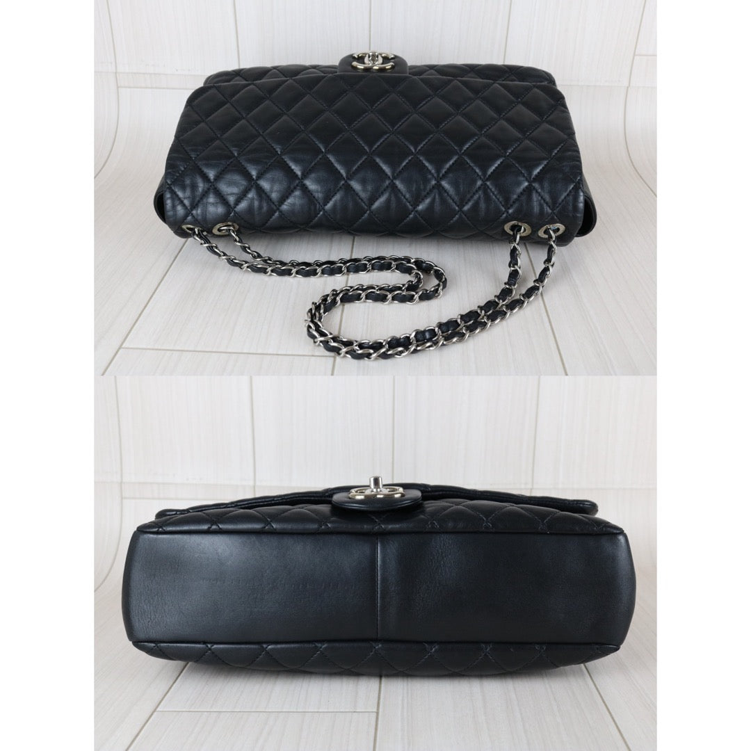 Include Entrupy Certificate of Authenticity｜Good ( Rank AB)｜ CHANEL Lamb Skin Matrasse Chain Single Flap Maxi Shoulder Bag Black Made in 2009-2010Year｜S26011603