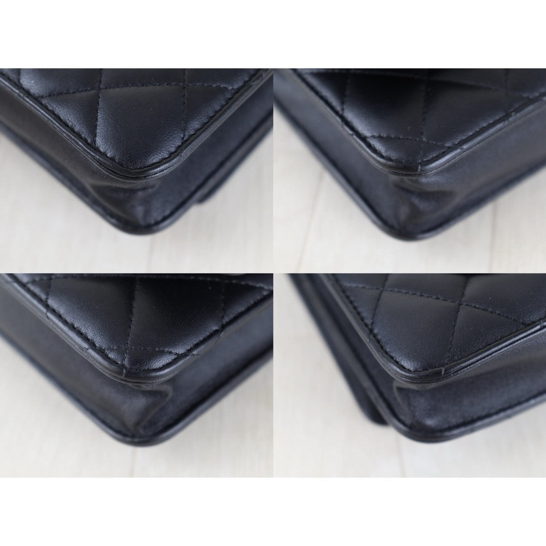 Include Entrupy Certificate of Authenticity｜Very Good ( Rank A)｜CHANEL Lamb Skin WOC Chain Bag Black  IC Chips Model｜Z26092902
