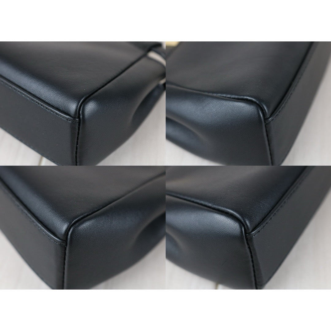 Excellent（Rank SA）｜ FENDI Lamb Skin Micro Mini Peeapoo Handbag With Shoulder Bag Black｜S25041803