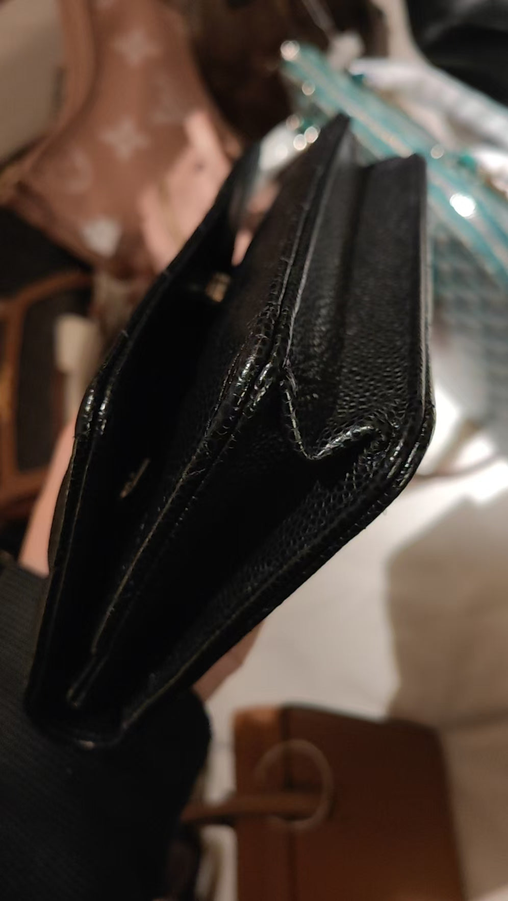 CHANEL Matelasse Caviar Skin Chain Wallet Black Silver Hardware Made in 2021-2022 Year