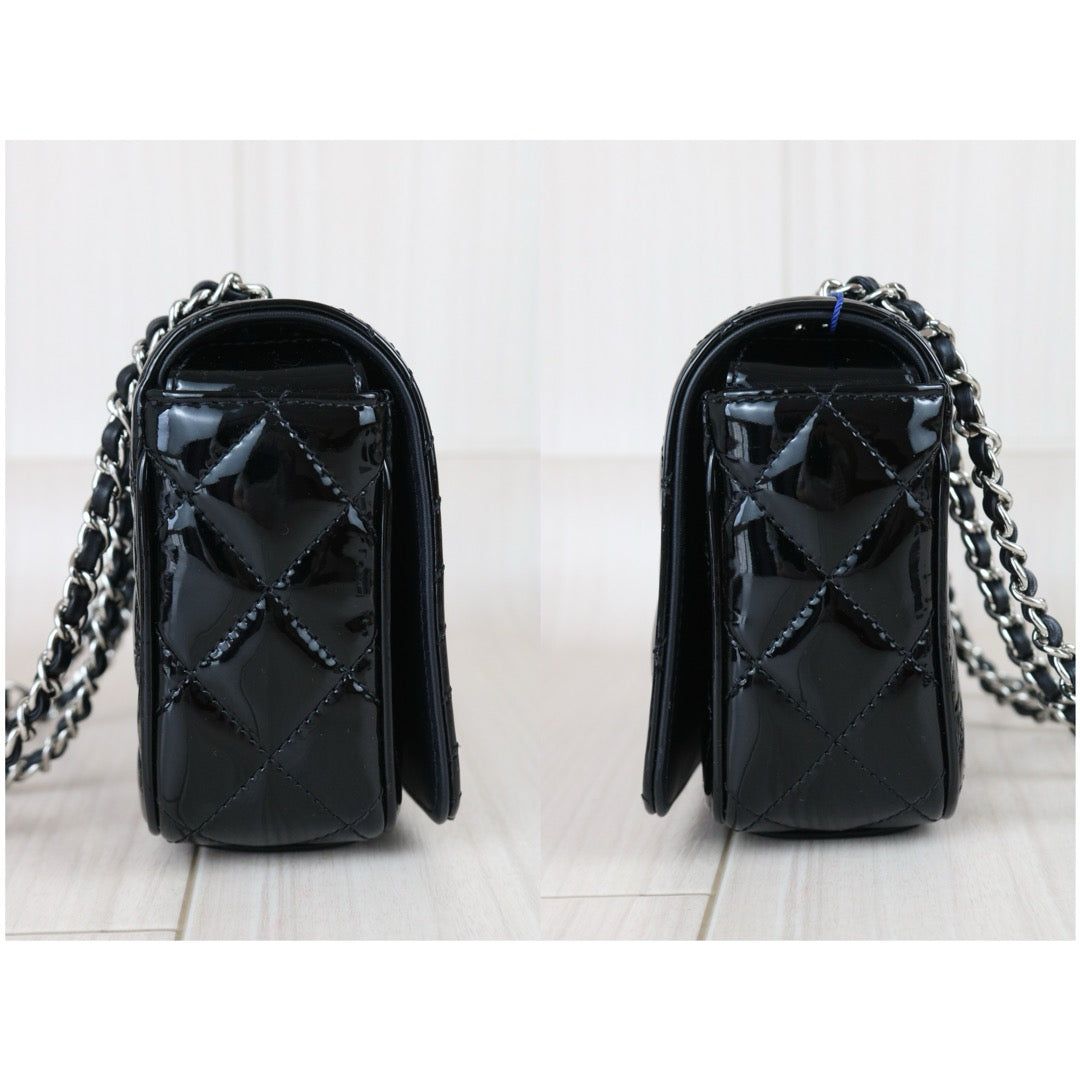 Include Entrupy Certificate of Authenticity｜Excellent（Rank SA）｜CHANEL  Quilted Patent Leather Coco Boy Flap Shoulder Bag Black Made In 2016-2017 Year｜X26083025