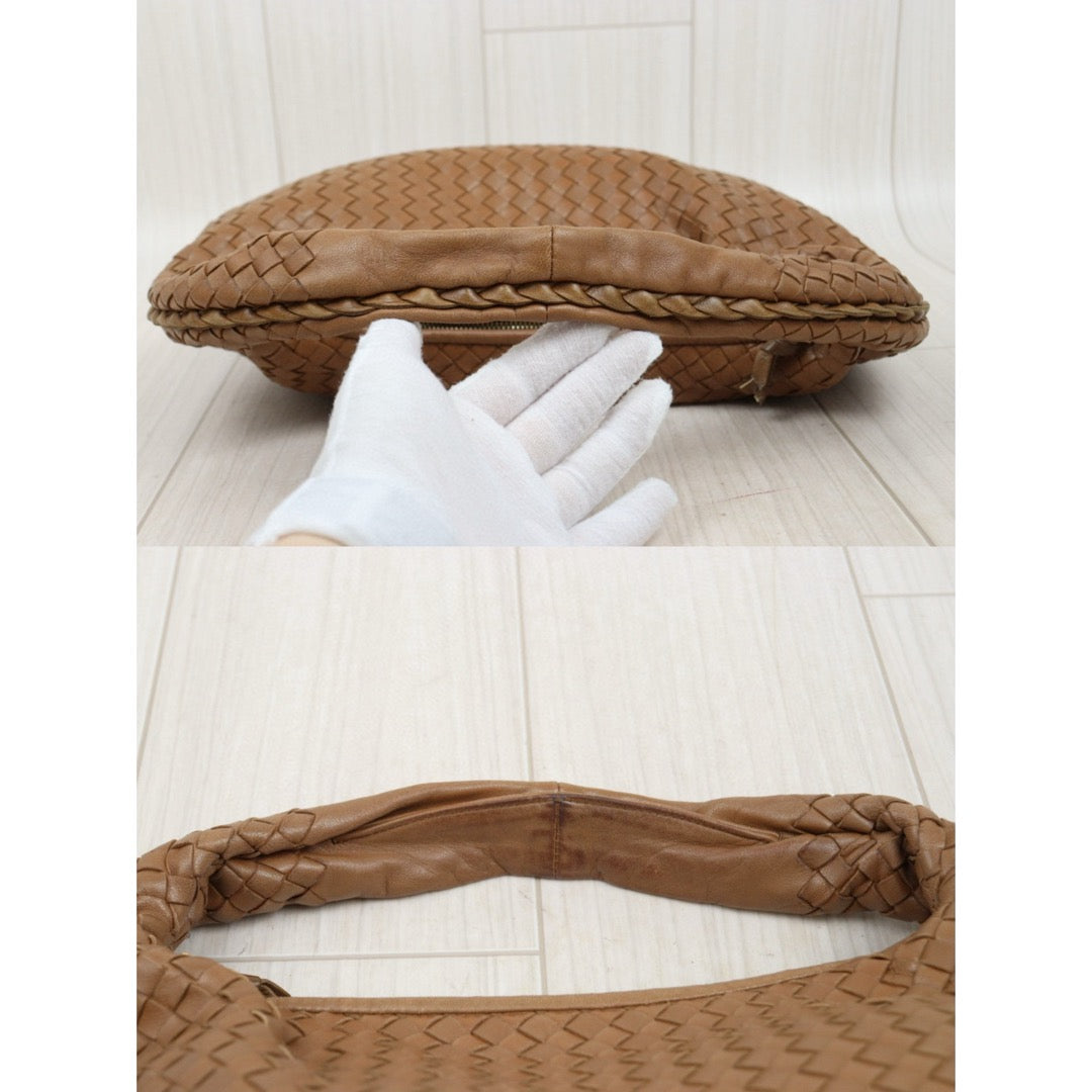 Good ( Rank AB)｜ Bottega Veneta Lamb Skin Braid Shoulder Bag Brown｜V25042416