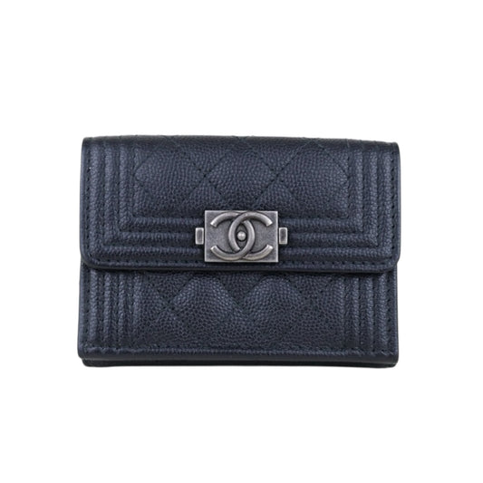 Good ( Rank AB)｜CHANEL Leboy Caviar Skin Black Wallet Made In 2018 Year｜S25091604