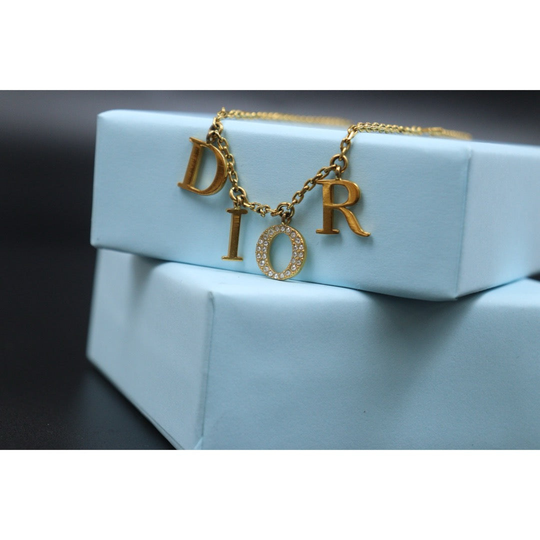 Include Authentic Detective Certificate of Authenticity｜Good ( Rank AB) ｜ Dior CD  Rhinestone Necklace ｜Y26040603