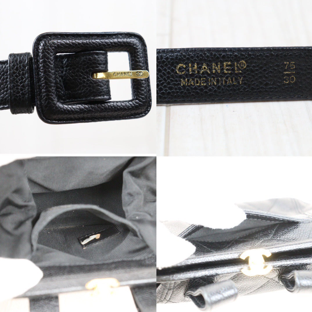 Rank AB ｜ CHANEL  Caviar Skin  Waist Bag Black Made In 1996-1997Year ｜Y24051707