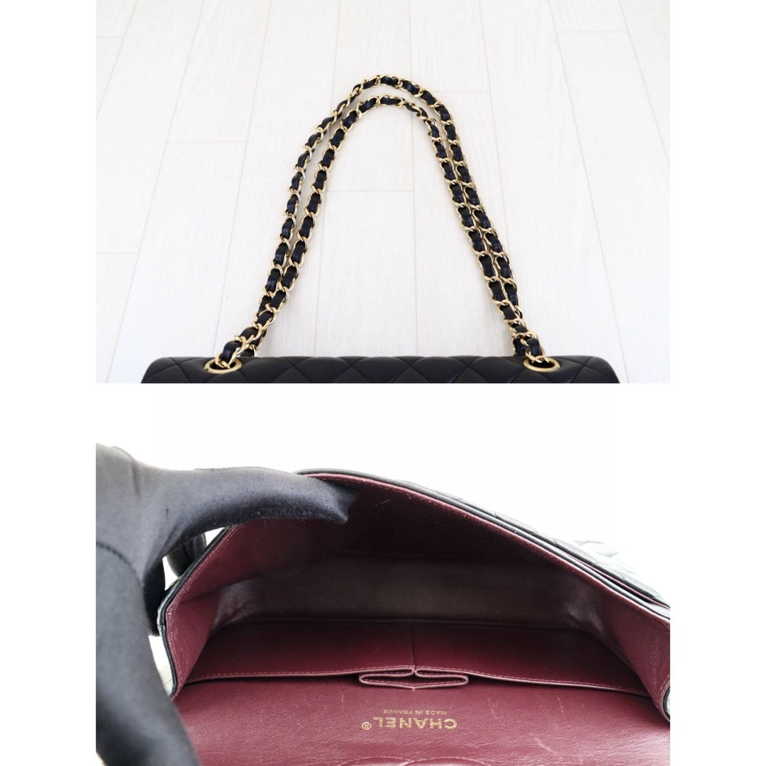 Very Good ( Rank A) ｜ CHANEL  Lamb Skin Black Double Flap 25 Medium Shoulder Bag Made in 2011 Year ｜H25011318