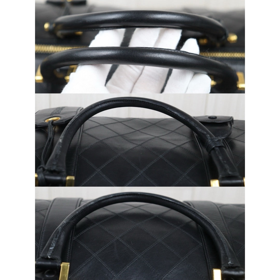 Good ( Rank AB)｜ CHANEL Calf Leather Vintage Boston Travel Bag 60 with Shoulderstrap Black Made In 1989- 1991Year｜S25110407