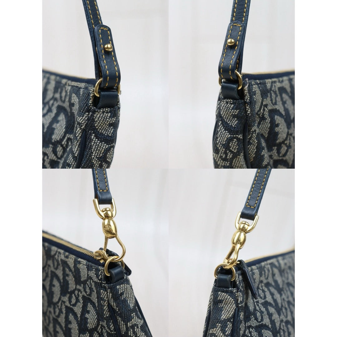 Good ( Rank AB) ｜ Dior Trotter Saddle Pochette Blue Shoulder Bag Small｜S25110433
