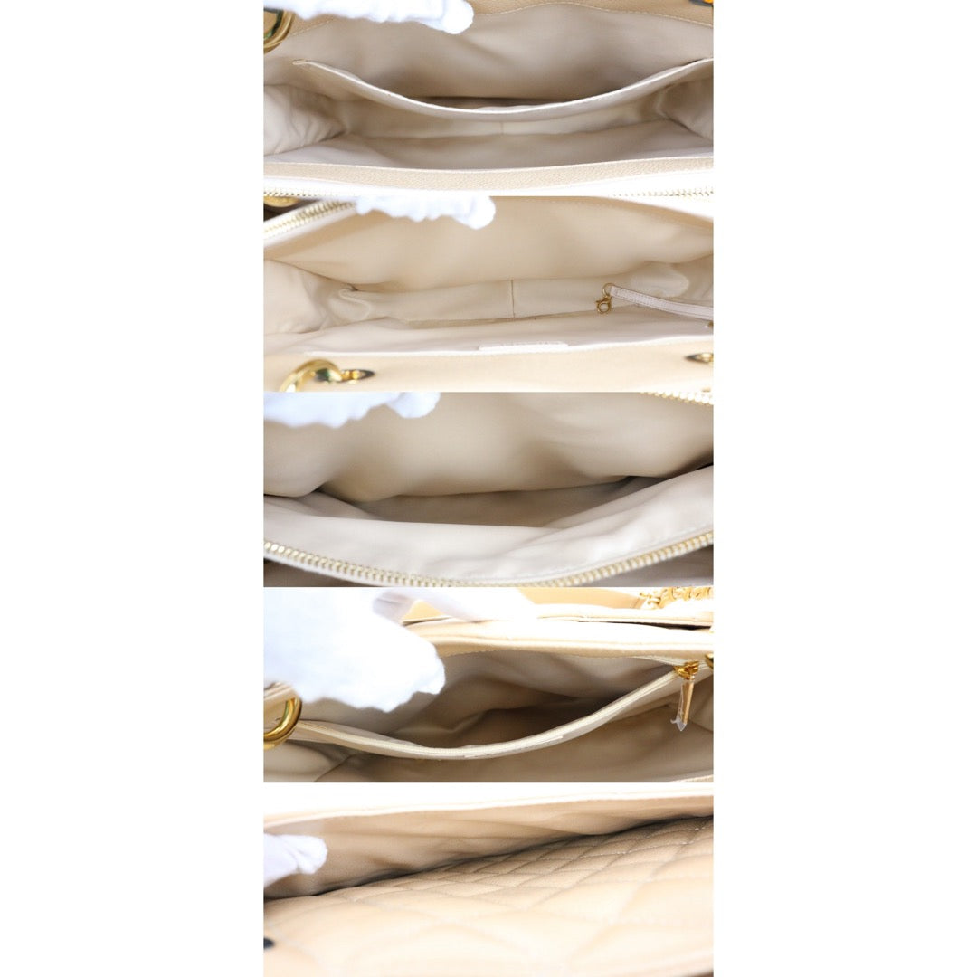 Include Entrupy Certificate of Authenticity｜Excellent( Rank SA) ｜ CHANEL Caviar Skin Matelasse Chain GST Tote Bag  Beige  Made In 2014Year｜X26100711