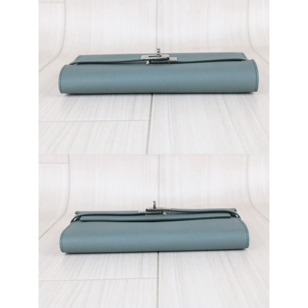 Include Entrupy Certificate of Authenticity｜Excellent（Rank SA)｜ HERMES Epson Kelly Long Wallet Vert Amande D Stamp Made In 2019Year｜X26041606
