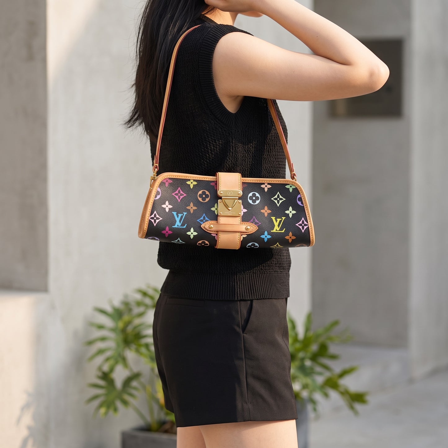 Include Entrupy Certificate of Authenticity｜Very Good ( Rank A)｜  Louis Vuitton Monogram  Multicolor Shirley Clutch Hand Bag｜S26072520