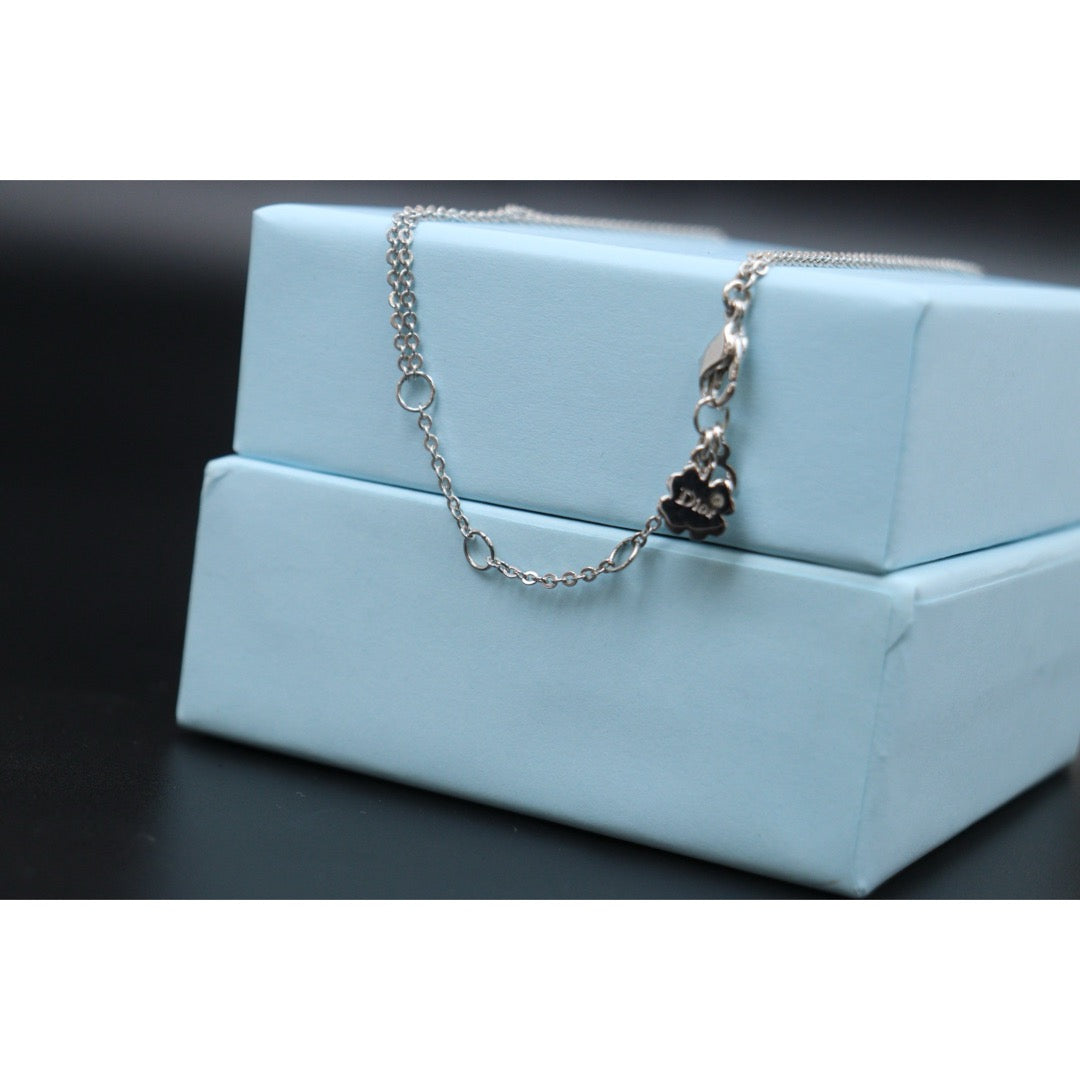 Very Good ( Rank A) ｜ Dior CD Heart Rhinestone Double Chain Long Necklace ｜V25121116