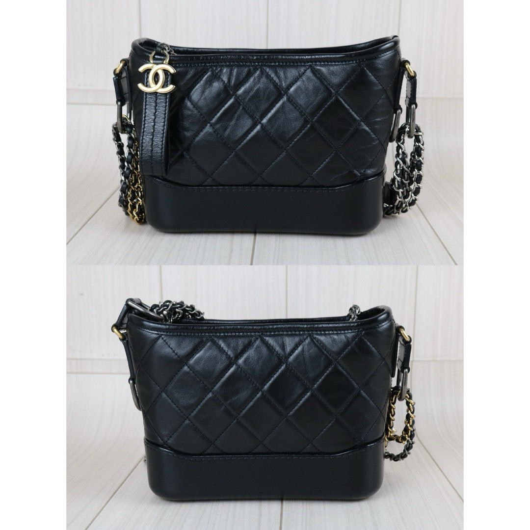 Include Entrupy Certificate of Authenticity｜Very Good ( Rank A) ｜CHANEL PM Gabrielle Calf Leather Shoulder Bag Black ｜S26080603