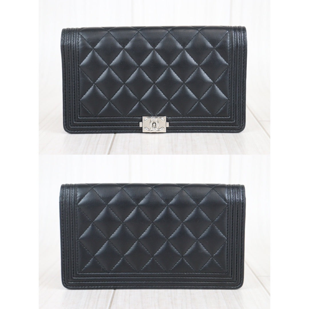 Rank AB ｜Chanel Lamb Leather Black Long Wallet Black Made In 2017 Year｜23101004