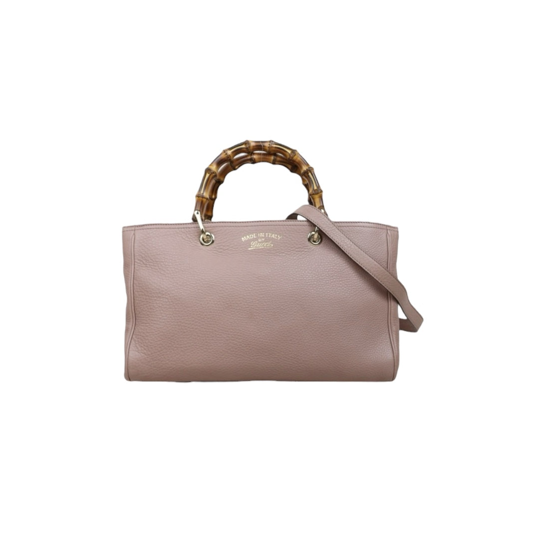 Very Good ( Rank A) ｜  GUCCI Bamboo Calf Leather Pink Tote Bag ｜W25102114