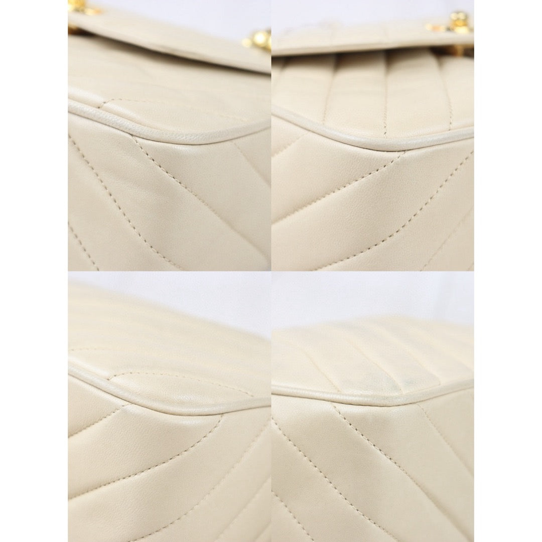 Good ( Rank AB)｜ CHANEL Matrasse Chain Camera Bag  Pearl White Shoulder Bag Made In 1991～1994Year ｜P24083009