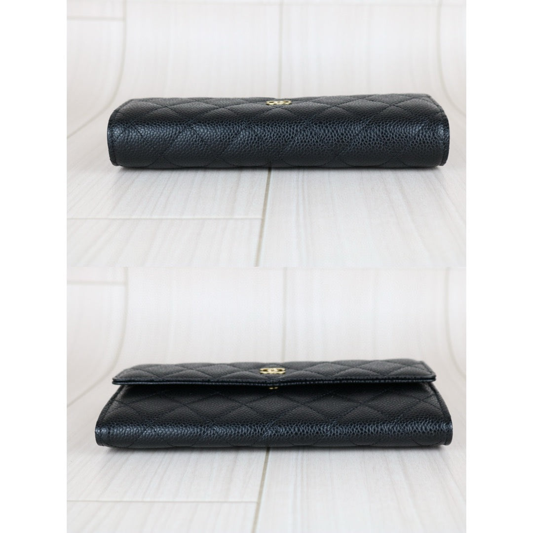 Excellent（Rank SA）｜CHANEL Caviar Skin Black Long Wallet Made In 2012 - 2013 Year｜S24122608