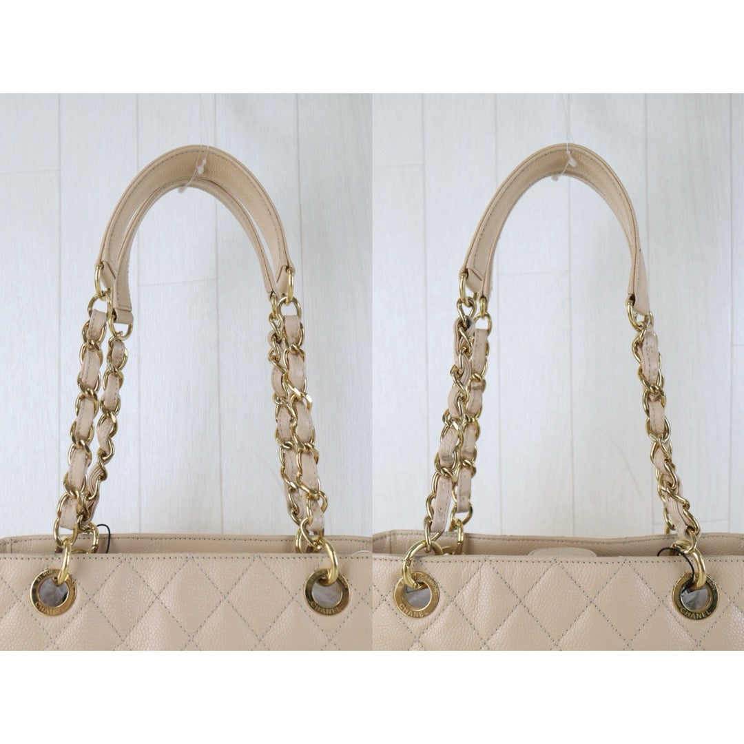 Include Entrupy Certificate of Authenticity｜Good ( Rank AB)｜ CHANEL Matrasse PST Chain Tote Bag Caviar Skin Beige  Made In 2011 Year｜S26090710