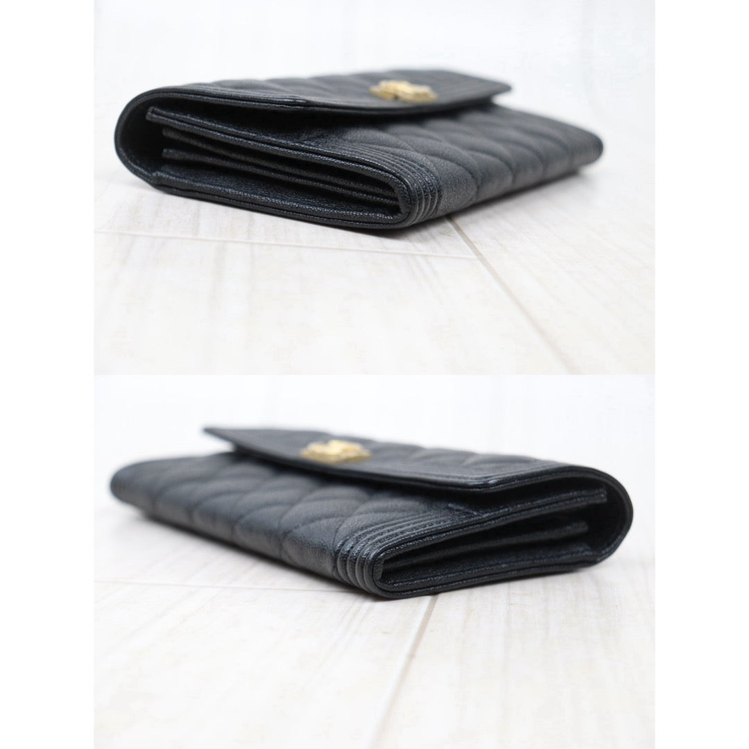 Very Good ( Rank A) ｜CHANEL Leboy Caviar Skin Black Long Wallet Made In 2019 Year｜S25021008