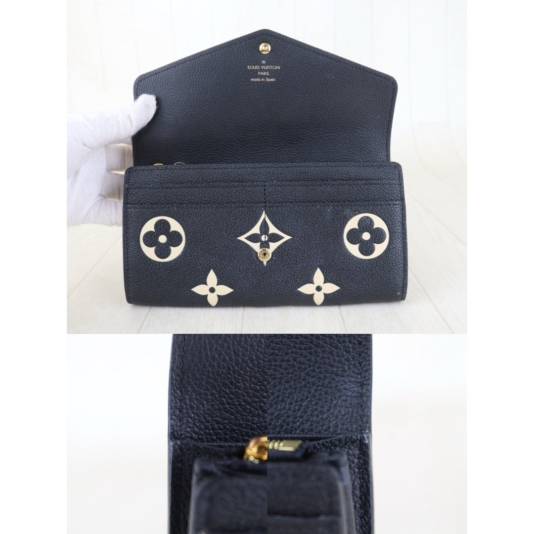 Official price: ¥147,400 JPY ｜ Include Entrupy Certificate of Authenticity｜Very Good ( Rank A)｜ Louis Vuitton Monogram Empreinte Long Wallet Black and Turtledove｜Z26100208