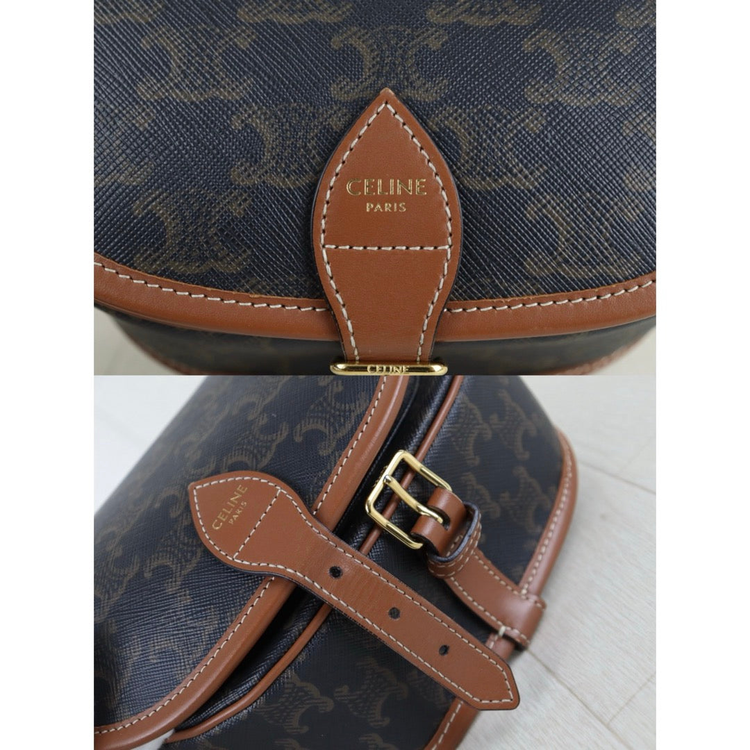 Very Good ( Rank A) ｜ CELINE Macadam Triomphe Cross Body Shoulder Bag Current Model｜S26022801