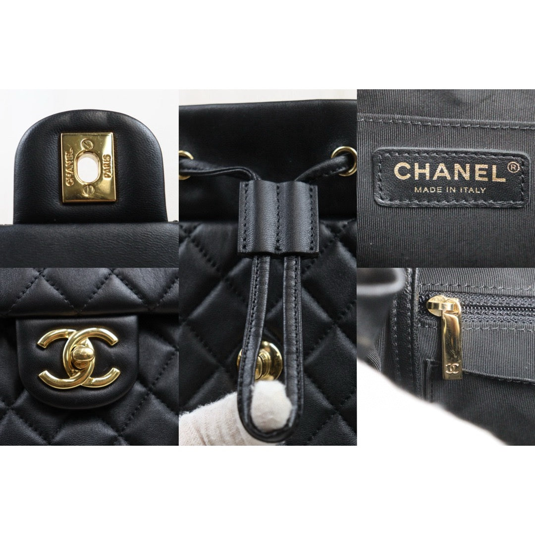 Very Good ( Rank A) ｜ CHANEL Calf Leather Chain Backpack Black Made in 2019 Year｜S25012701