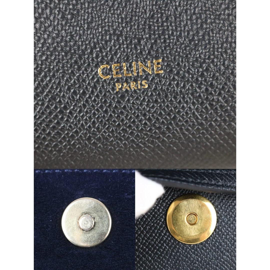 Good ( Rank AB)｜CELINE Calf Leather Belt Pico Handbag Shoulder Bag Black｜X25092807