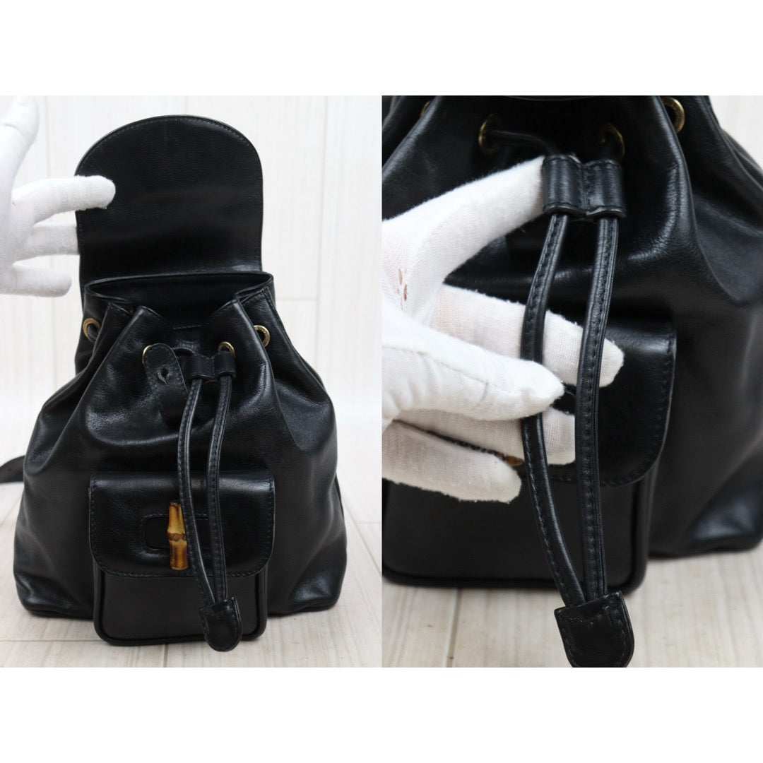 Very Good ( Rank A)｜GUCCI Bamboo Leather Mini Backpack Back｜25052906