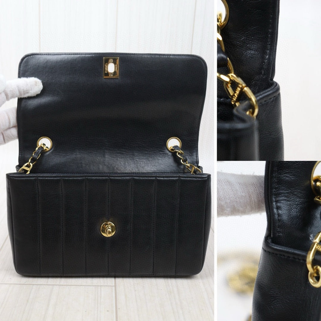 Good ( Rank AB)｜ CHANEL  Mademoiselle 22 Lamb Skin Shoulder Bag Black  Made in 1994-1996Year ｜P24110113