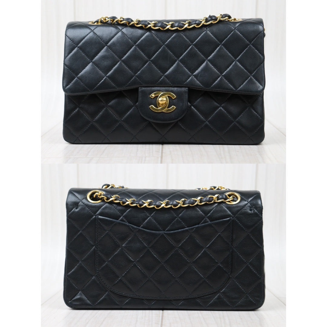 Rank AB｜ CHANEL Matrasse Double Flap 23 Shoulder Bag Black Made In 1991-1994Year｜P24061140