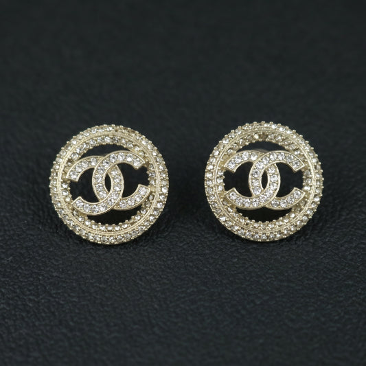 Include Authentic Detective Certificate of Authenticity｜Very Good ( Rank A) ｜CHANEL B20S COCO Mark  Circlet Rhinestone Earrings Made In 2020 Year｜S26062504