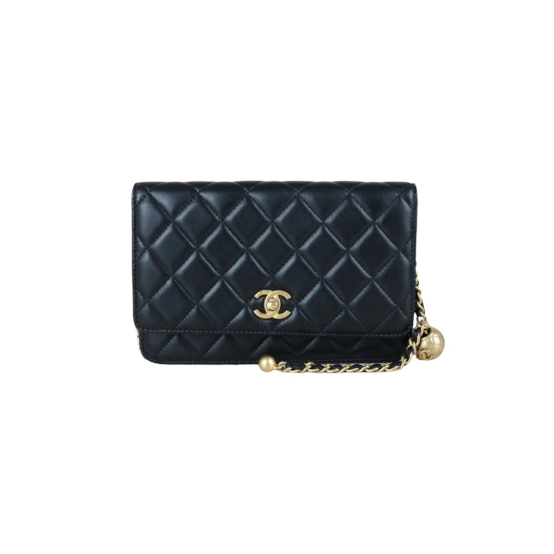 Include Entrupy Certificate of Authenticity｜Very Good ( Rank A)｜ CHANEL Coco Mark Lambskin Golden Chain WOC  Black Made In 2020-2021Year｜S26051512