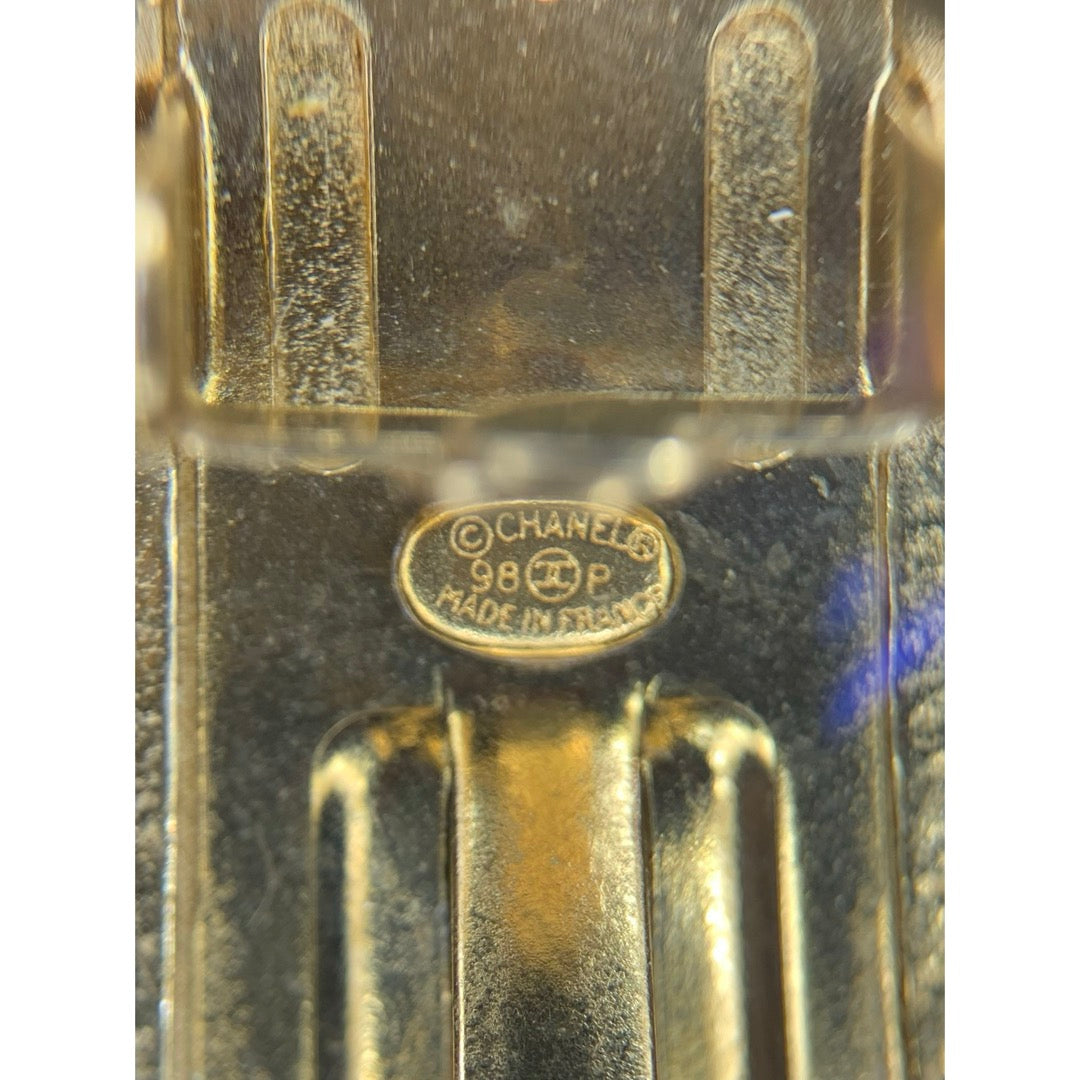 Include Authentic Detective Certificate of Authenticity｜Very Good ( Rank A)｜ CHANEL 98P Coco Mark  Diamond Pattern  Golden Hair Clip｜Y26040708