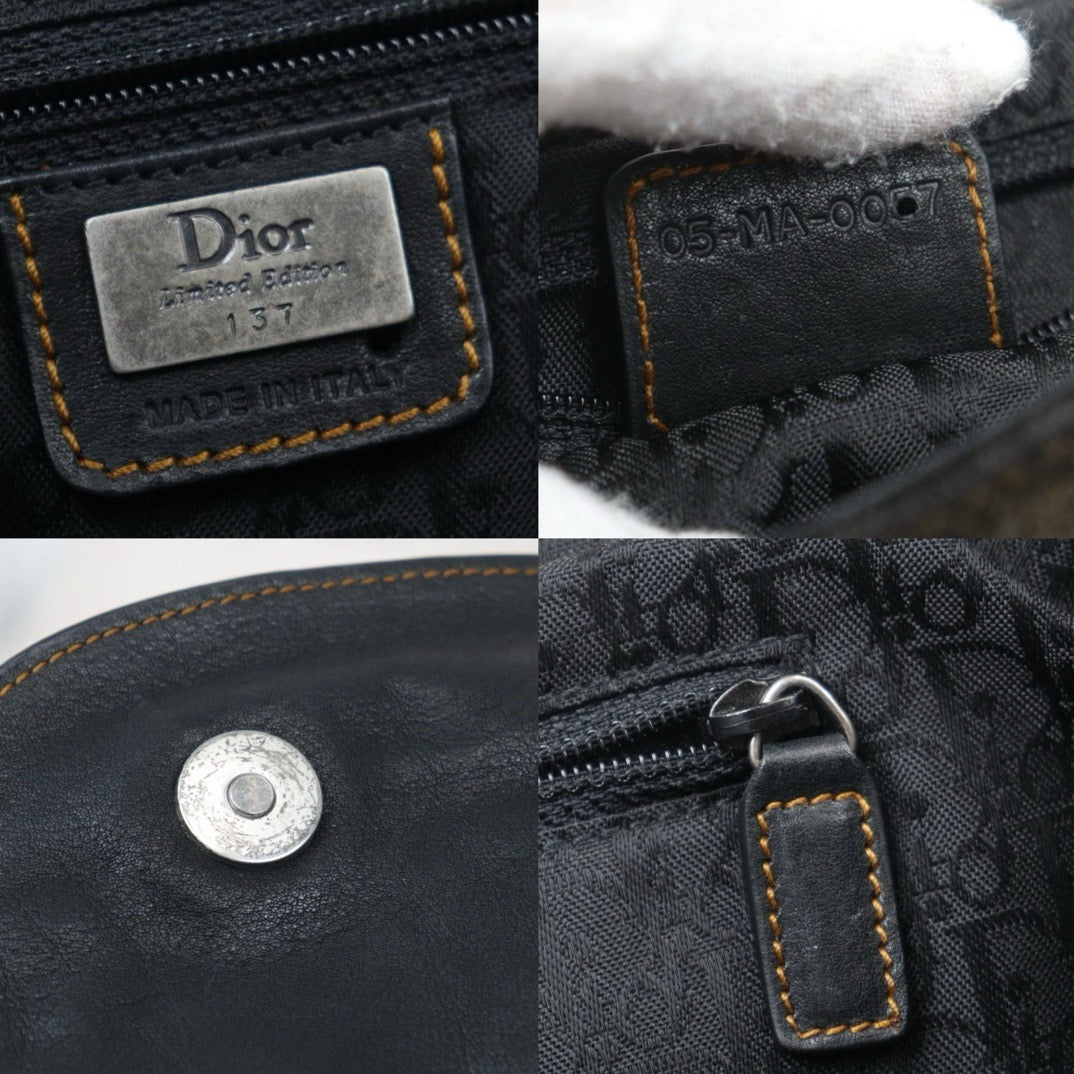 Good ( Rank AB) ｜ Dior Trotter Leather x Fur Saddle Bag Brown x Black｜A24091005