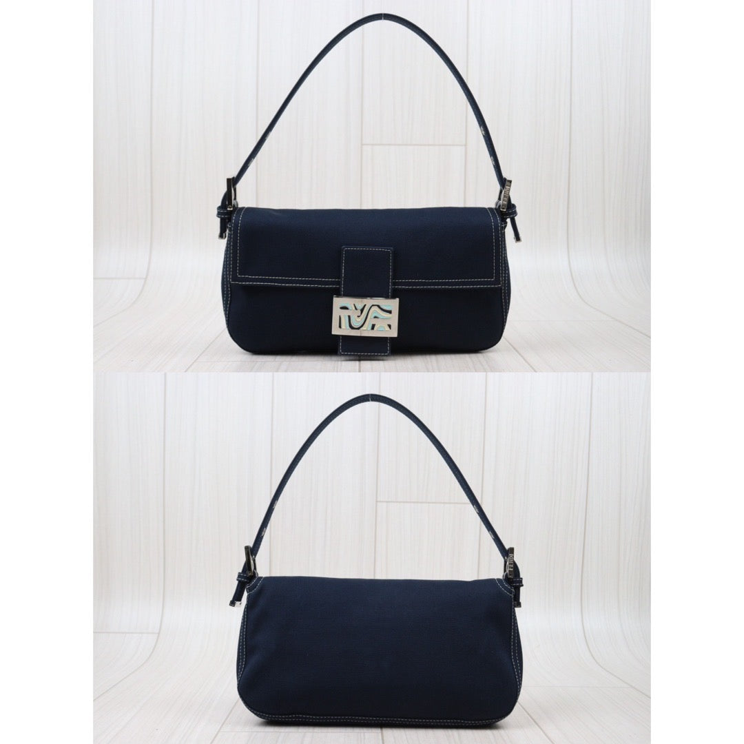 Rank A ｜  FENDI Denim Baguette Shoulder Bag  ｜24042509