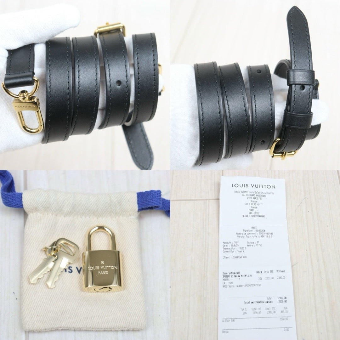 Include Entrupy Certificate of Authenticity｜Very Good ( Rank A)｜Full Set Louis Vuitton  Current Model Monogram Empreinte Speedy 25 Handbag Shoulder Bag IC Chips Model Black｜S26060606
