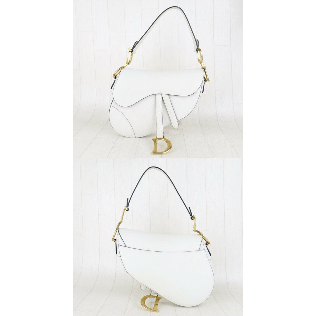 Good ( Rank AB)｜  Dior Calfskin Medium Saddle Bag White   ｜H25042219