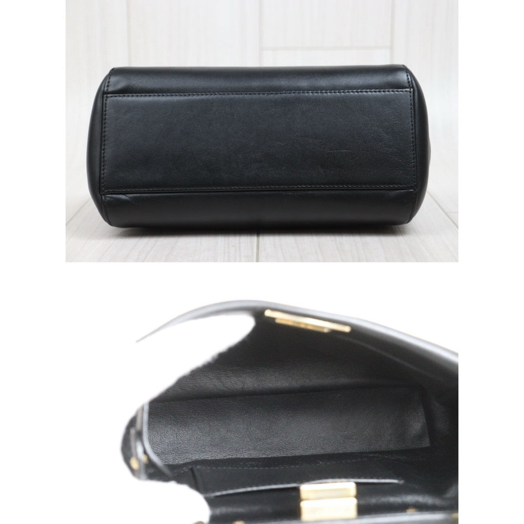 Good ( Rank AB)｜ FENDI Calf Leather Peekaboo iconic mini Handbag With Shoulder Bag Black｜S26030906