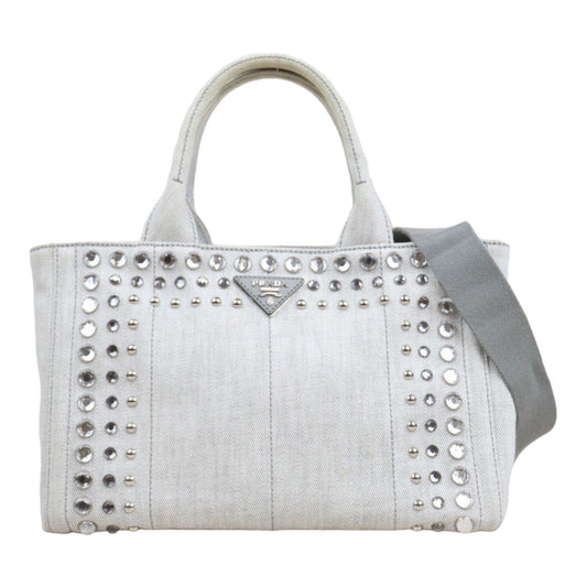 Rank AB ｜ PRADA Canvas Handbag Shoulder Bag White｜Q24030511