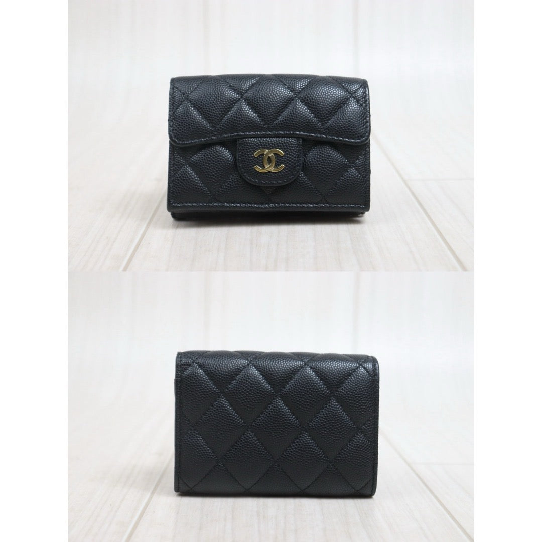 Include Entrupy Certificate of Authenticity｜Very Good ( Rank A)｜ Chanel Caviar Skin Black Wallet IC Chips Model ｜26082004