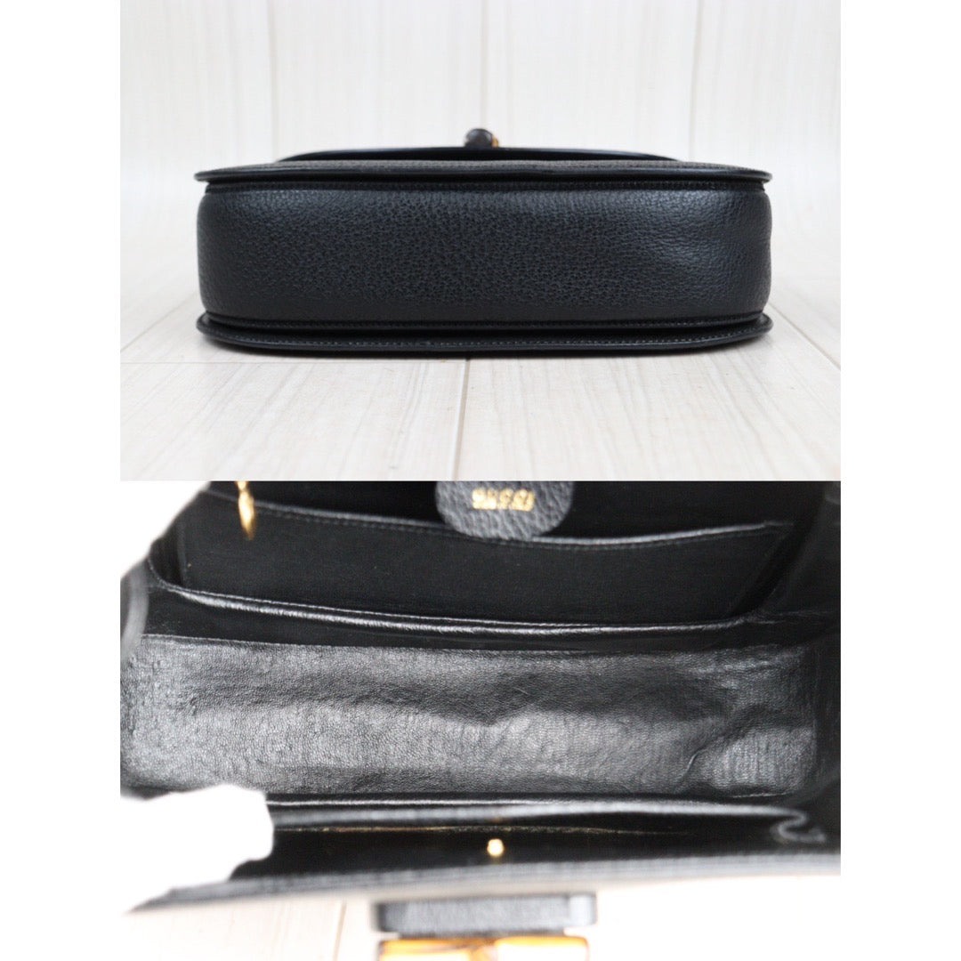 Rank AB ｜ GUCCI Bamboo Box Leather Black Hand Bag ｜23122116