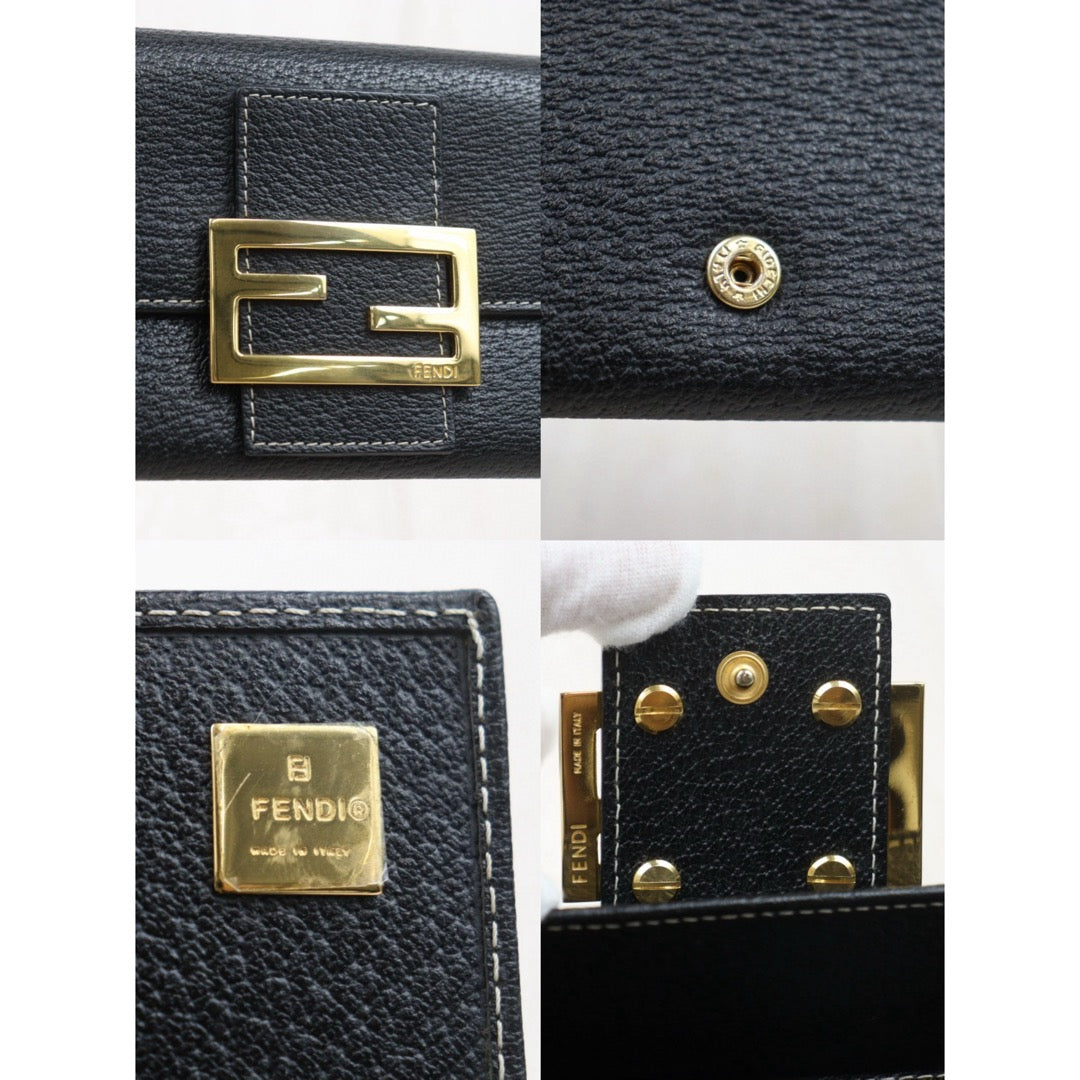 Very Good ( Rank A) ｜ FENDI Leather Calf Black Long Wallet  ｜24120504